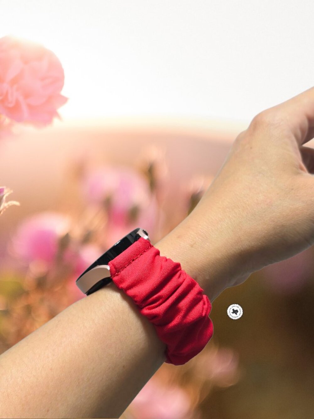 Crimson Red Scrunchie Watch Band for Samsung, Fitbit, Apple Watch, Garmin, Gizmo
